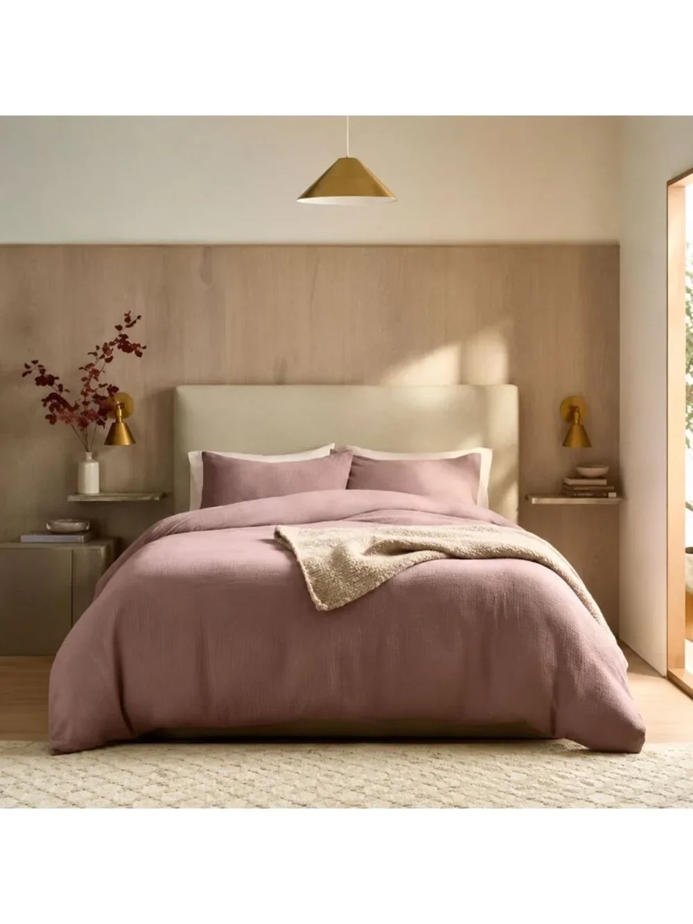 S22 | Quince Organic Airy Gauze Duvet Cover King Cal King Fig NWT